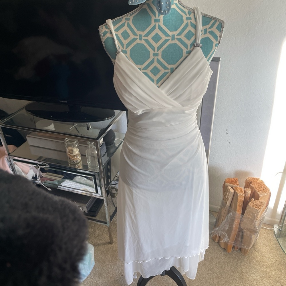 Trixxi White Midi Dress with Spaghetti Straps